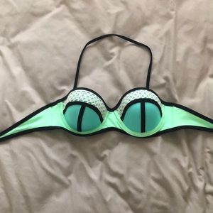 blue green push up bikini top